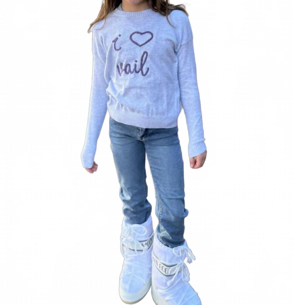 NEW AUTUMN CASHMERE girl's i heart vail sweater in platinum/wildberry